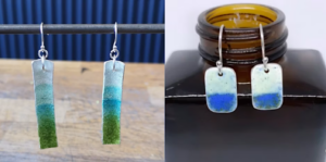 blue green and white earrings