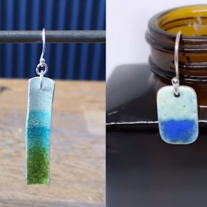 blue green and white earrings